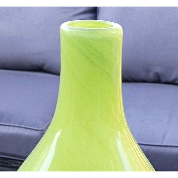 Vintage Murano Style Art Glass Shades Of Green Swirled Decorative Bud Vase 10" H - Picture 3 of 6